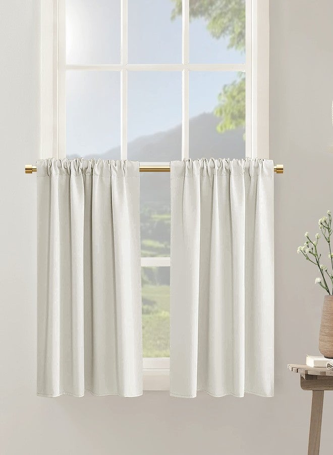 PANELSBURG Window Curtains 24 Inches Long Ivory Cream Short Sun Blocking for Kitchen Laundry Room Cabinet,Thermal Insulated Blackout Rod Pocket Small Cafe Curtain for Bathroom RV Camper Travel Trailers,2 Pack - Image 1